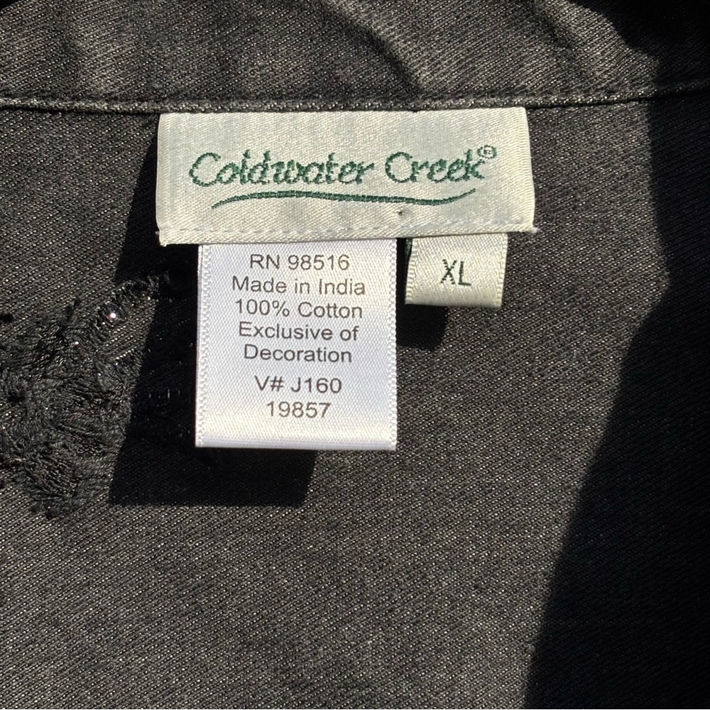 Coldwater Creek Charcoal Embroidered Jean Jacket 100% Cotton size XL - Picture 8 of 9